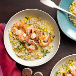 Corn Risotto with Roasted Shrimp