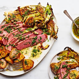 Corned Beef with Crispy Roasted Potatoes and Cabbage