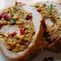 cranberry  and  walnut stuffed pork loin