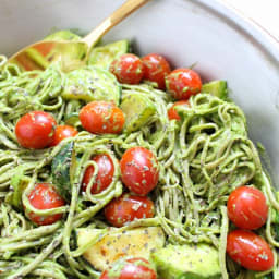 Creamy Avocado Pasta with Cherry Tomatoes and Zucchini