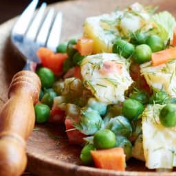 Creamy Garden Potato Salad With Eggs, Carrots, and Peas