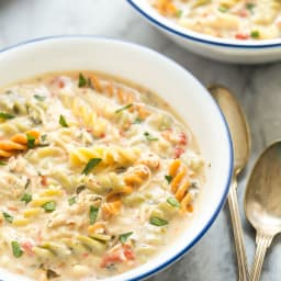 Creamy Italian Slow Cooker Chicken Noodle Soup