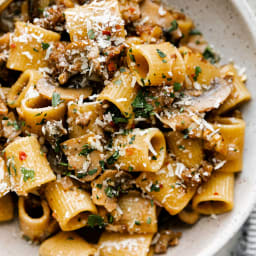 Creamy Marsala Pasta with Spicy Italian Sausage & Mushrooms