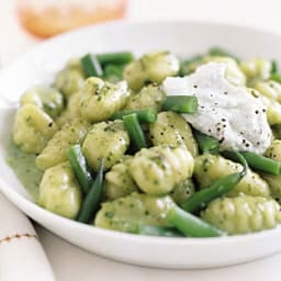 Creamy Pesto Gnocchi with Green Beans and Ricotta