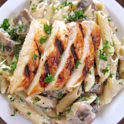 creamy mushroom pasta w/ chicken