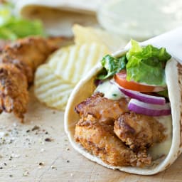 Crispy Chicken Strips Flatbread Wrap with Creamy Honey-Dijon Sauce