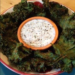 Crispy Kale Chips with Kefir Ranch Dip