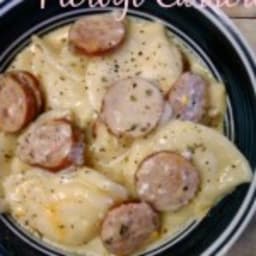 Crockpot Pierogi Casserole with Kielbasa