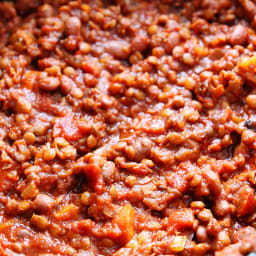 Crockpot Red Lentil Chili with Turkey