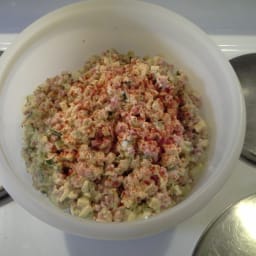 Cubed ham and squash salad. Great with crackers or bread! 
