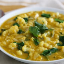 Curried Red Lentil, Pumpkin, and Cauliflower Soup