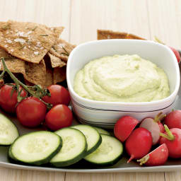 Curried Tofu-and-Avocado Dip with Rosemary Pita Chips