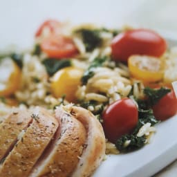 Lemony Orzo, Kale, and Tomatoes