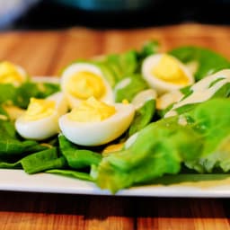 Deviled Eggs on a Nest of Butter Lettuce with Honey Mustard Dressing