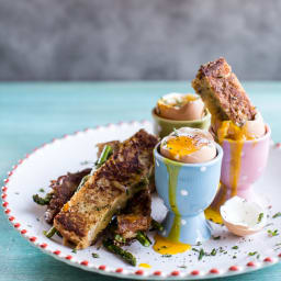 Drippy Eggs with Asparagus French Toast Grilled Cheese Soldiers