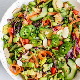 Edamame Crunch Salad with Sesame Cashew Lime Dressing