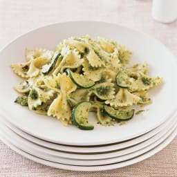 Farfalle with Zucchini and Parsley-Almond Pesto