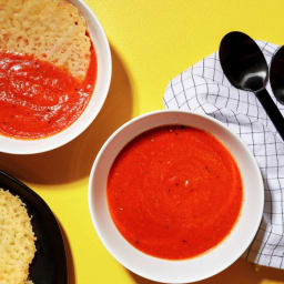 Fast Blender Tomato Soup With Cheese Crisps