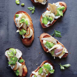 Fava Bean and Mushroom Crostini