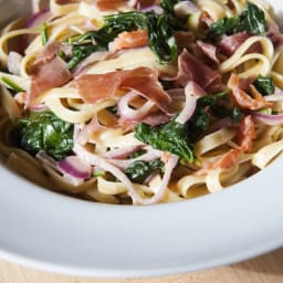 Fettuccine With Spinach, Prosciutto and Tomatoes