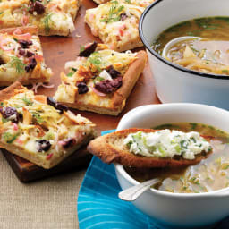 Five-Onion Soup with Scallion Crostini