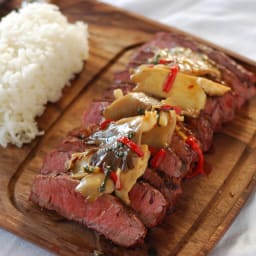 Flat Iron Steak with Mushroom Stir Fry