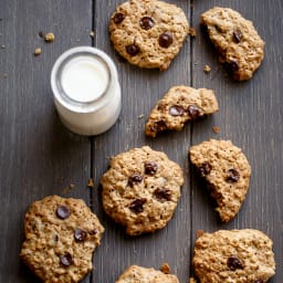 Flourless Oatmeal Peanut Butter Chocolate Chip Cookies