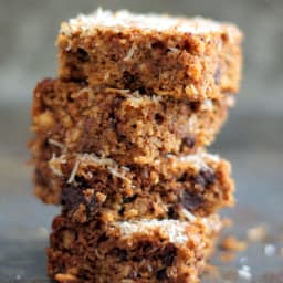 Flourless Pumpkin Almond Butter Bars with Dark Chocolate and Coconut