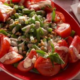 Fresh Bean and Tomato Salad with Creamy Caesar Vinaigrette