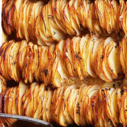 Garlic and thyme potato stack