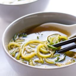 Ginger-Scallion Egg Drop Zucchini Noodle Soup