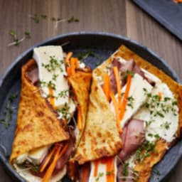 Gluten-free wrap with deli roast beef and garden cress cream