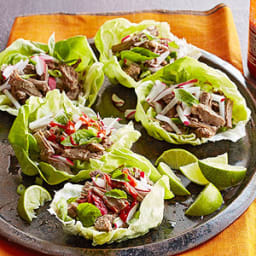 Gluten Free Pho-Flavor Flank Steak Lettuce Wraps