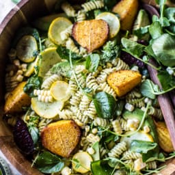 Goat Cheese, Roasted Beet and Basil Pasta Salad.