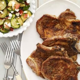 Greek Pork Chops with Zucchini and Feta