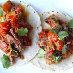 Green Chile-Braised Beef with Potatoes and Caramelized Onions