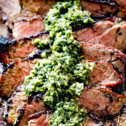 Grilled Asian Steak with Cilantro Basil Chimichurri