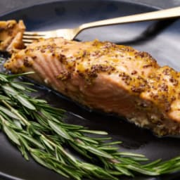 Grilled Cedar Plank Salmon With Lemon-Mustard Dressing