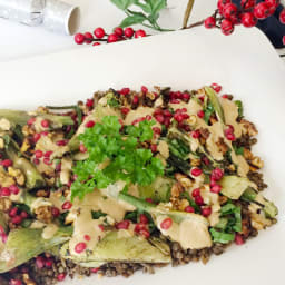 Grilled Fennel, Walnut, Lentil and Pomegranate Salad