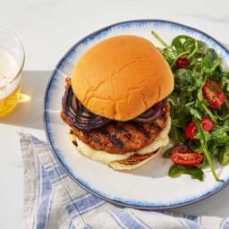 Grilled Italian Pork Sausage Burgers with Fontina & Garlic Mayo