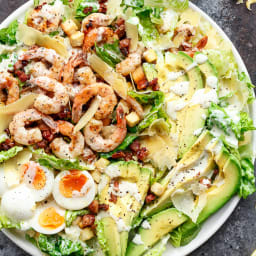 Grilled Lemon Garlic Shrimp Caesar Salad