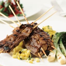 Grilled Pork Kebabs with Ginger Molasses Barbecue Sauce