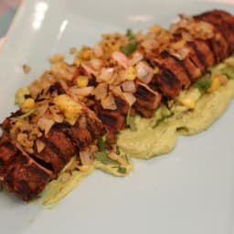 Grilled Pork Tenderloin al Pastor with Avocado Crema