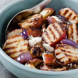 Grilled Potato and Onion Salad with Blue Cheese and Bacon