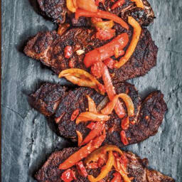 Grilled Rib-Eyes with Peperonata