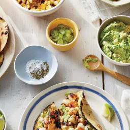 Grilled Scallop Tacos with Smashed Avocado and Charred Corn Pico