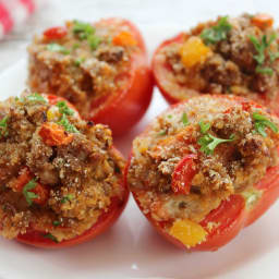 Ground Pork Stuffed Baked Tomatoes