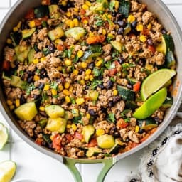 Ground Turkey Skillet with Zucchini, Corn, Black Beans and Tomato