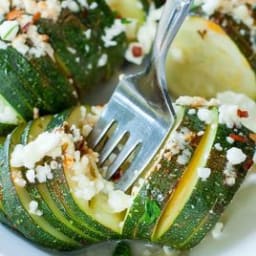 Hasselback Zucchini with Lemon, Basil, and Feta