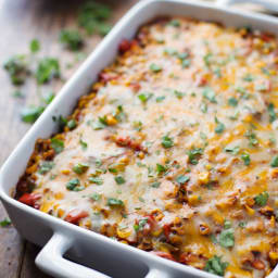 Healthy Mexican Casserole with Roasted Corn and Peppers